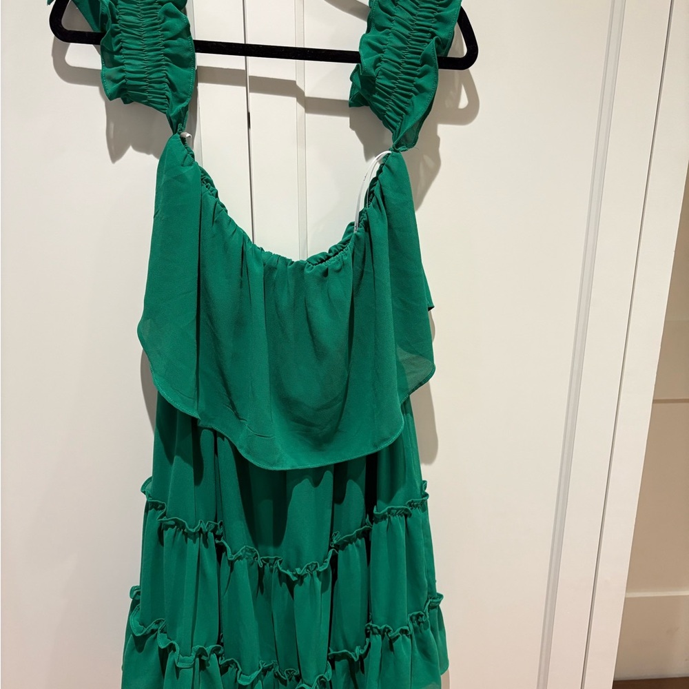 Lulu's Emerald Green Gathered Dress